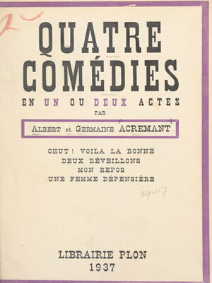 cover image of Quatre comédies en un ou deux actes